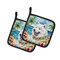 Edge Collections - 7.5" x 7.5" - Multicolor - Samoyed Pot Holders Heat Resistant Kitchen - 1 Pair